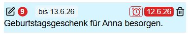 Eintrag in der App